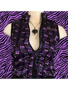 NWOT Abbey Dawn purple and black skull bow vest Size Youth Large #goth #emo